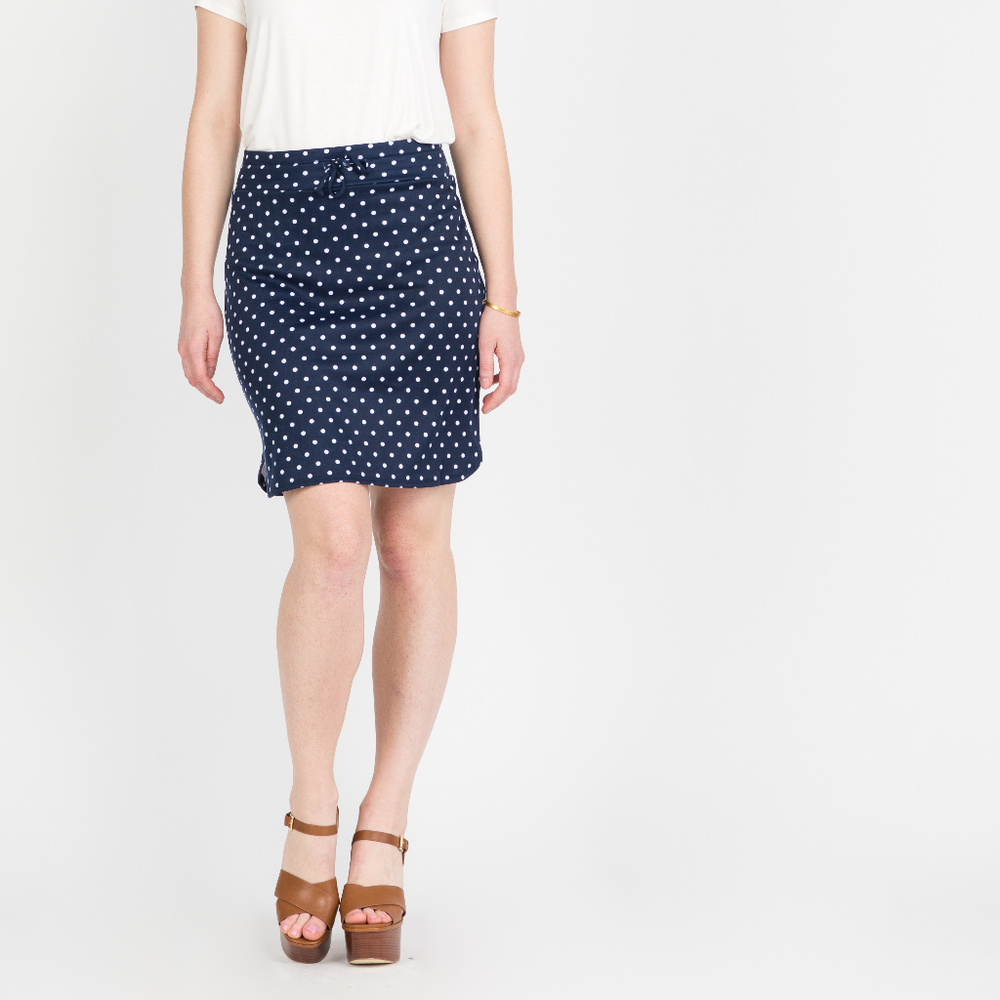 Live In Skirt Navy with White Pin Dot